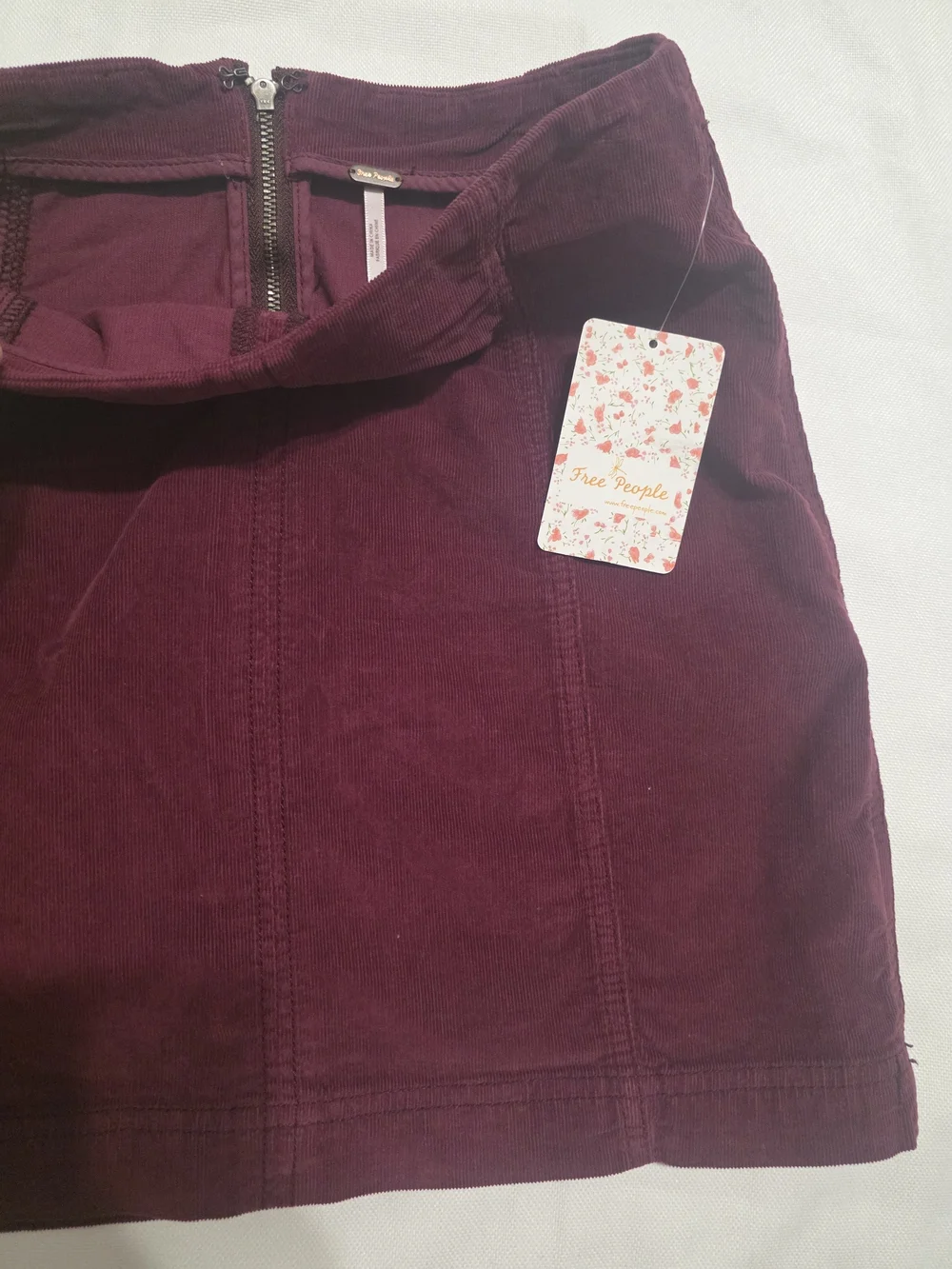Free People Modern Femme Corduroy Burgundy Mini Skirt - Classic A-Line Style